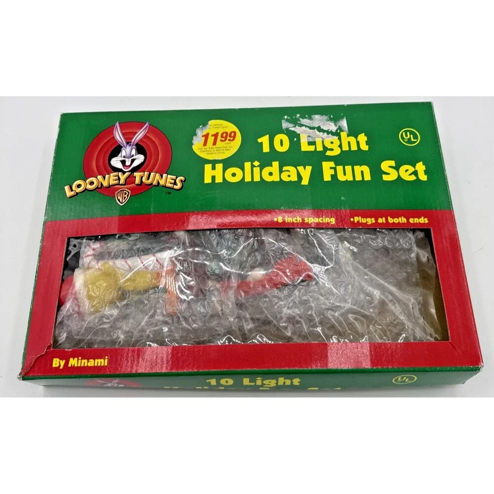 Vintage Minami Looney Tunes Holiday 10 Lights Set, Taz, Bugs, Tweety, Sylvester
